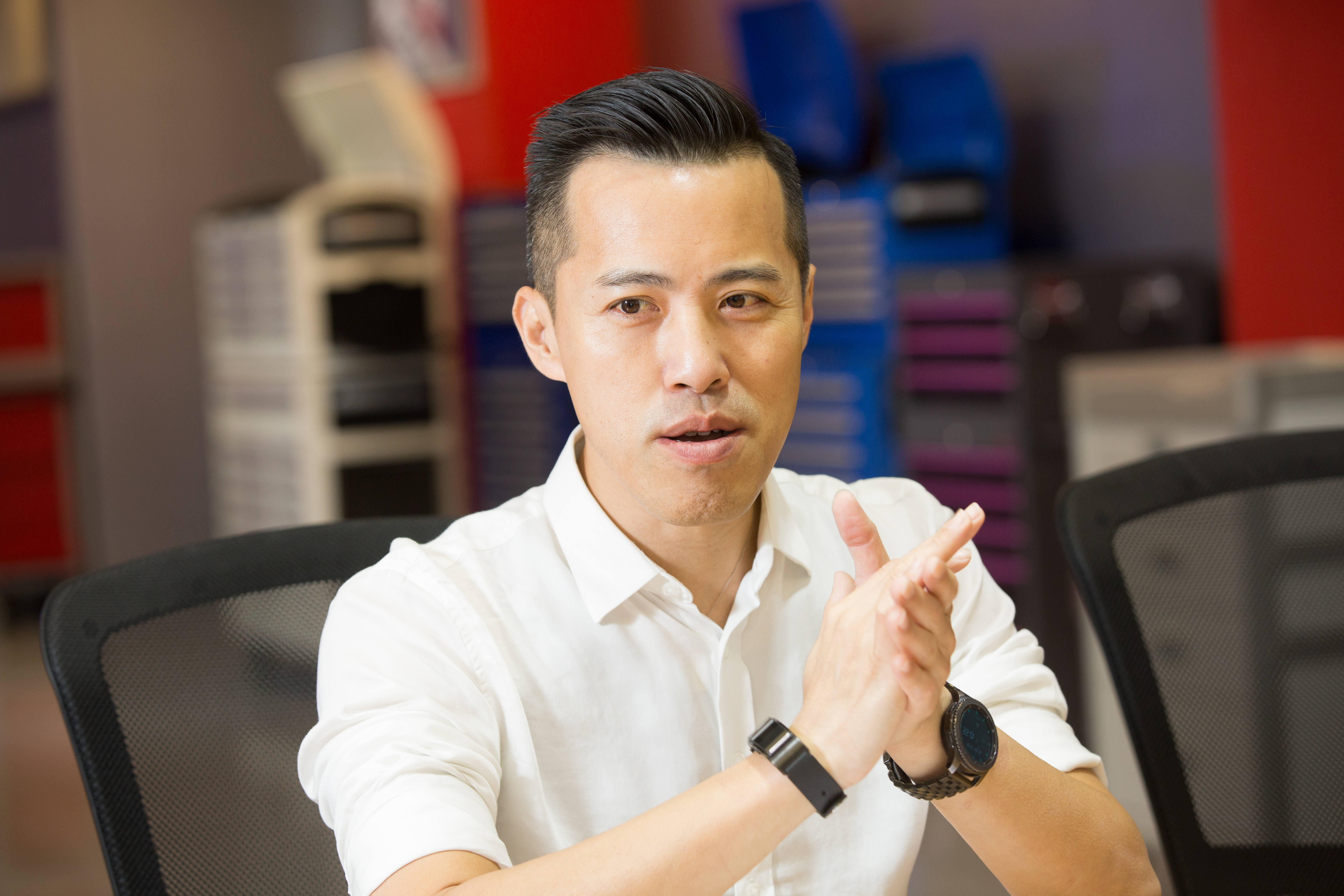 出身台灣工具箱龍頭明昌家族的張庭維說，看棒球是他的紓壓管道之一。