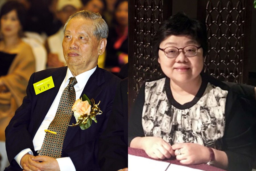 華新麗華創辦人焦廷標（左）因股市操盤眼光精準，人稱焦師傅，而其一身投資絕學僅傳女兒焦佑慧（右）。（東方IC、東南大學）