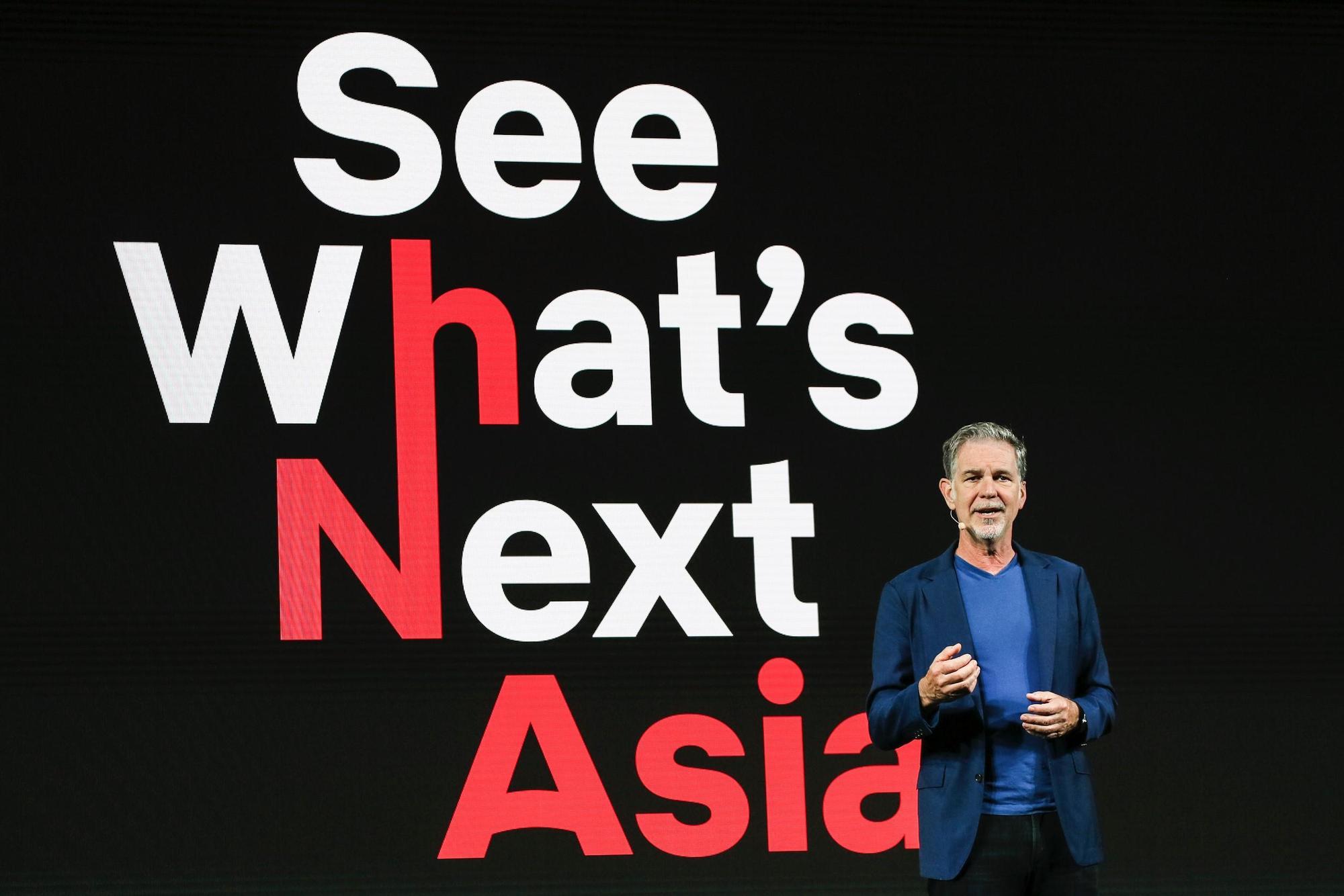Netflix總裁瑞德海斯汀8日上午出席在新加坡舉行的亞洲大會，闡述Netflix以故事串連全世界的願景。（Netflix提供）