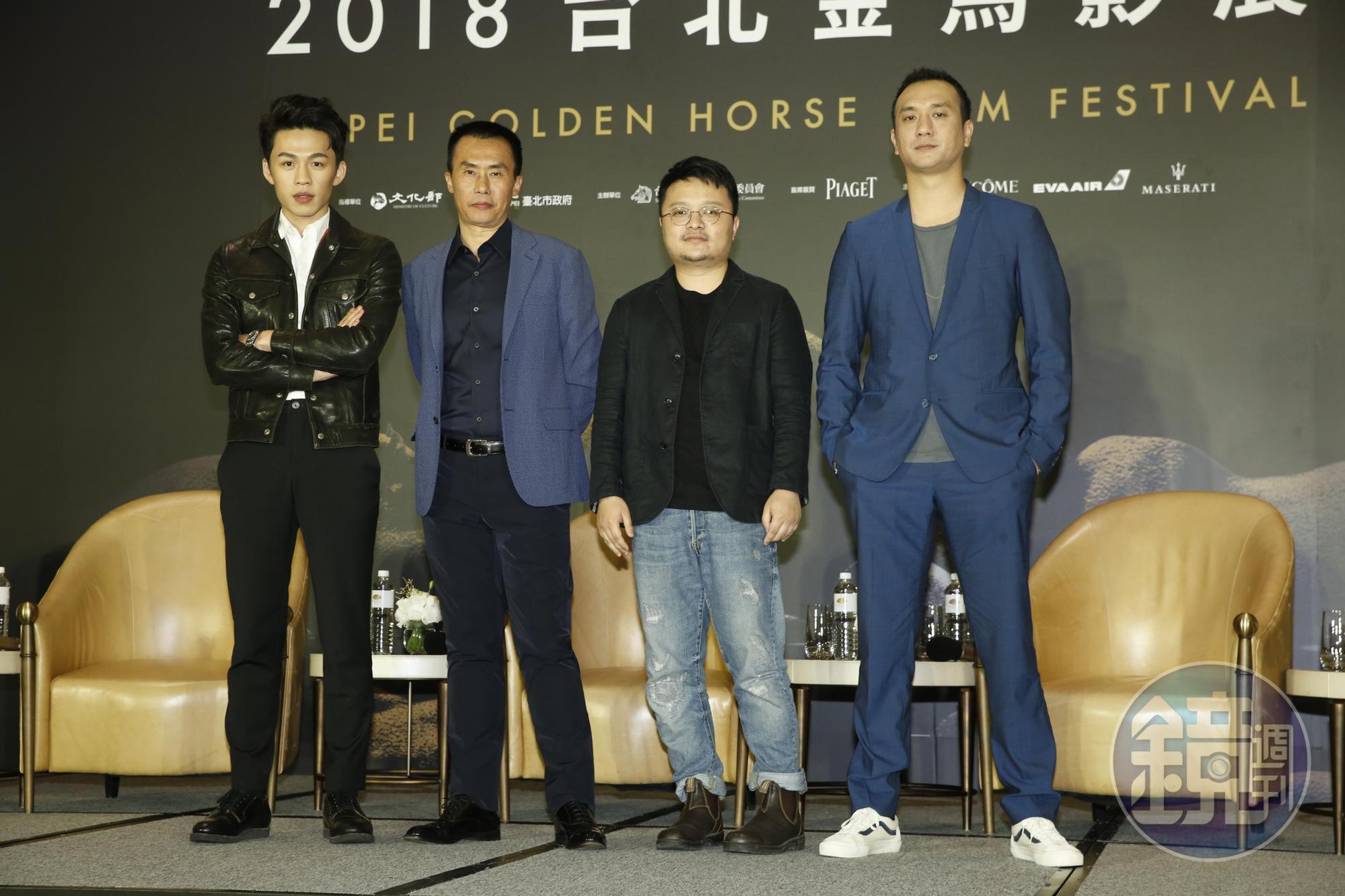 導演畢贛偕本片演員黃覺、陳永忠和李鴻其出席8日的開幕記者會。