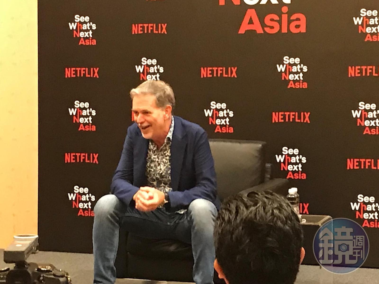 Netflix執行長瑞德海斯汀接受台灣、香港、泰國和印尼等媒體記者聯訪，對迪士尼明年上線的影音串流服務樂觀其成。