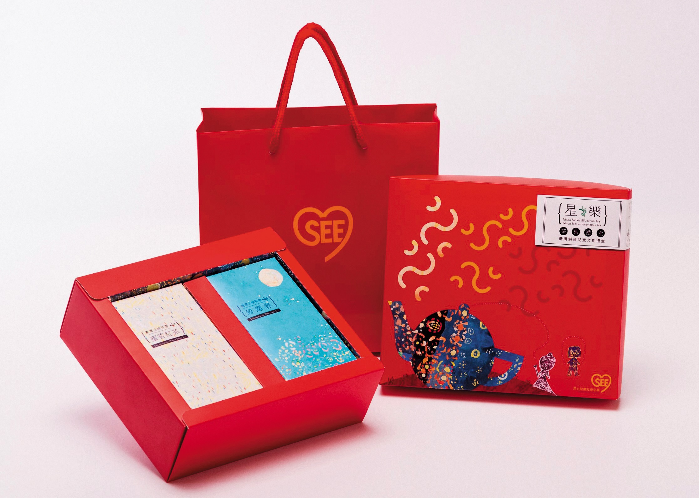 趙士懿經營的「用心快樂」社會企業與偏鄉孩童合作的茶葉組合，遭詐騙集團騙走170組。