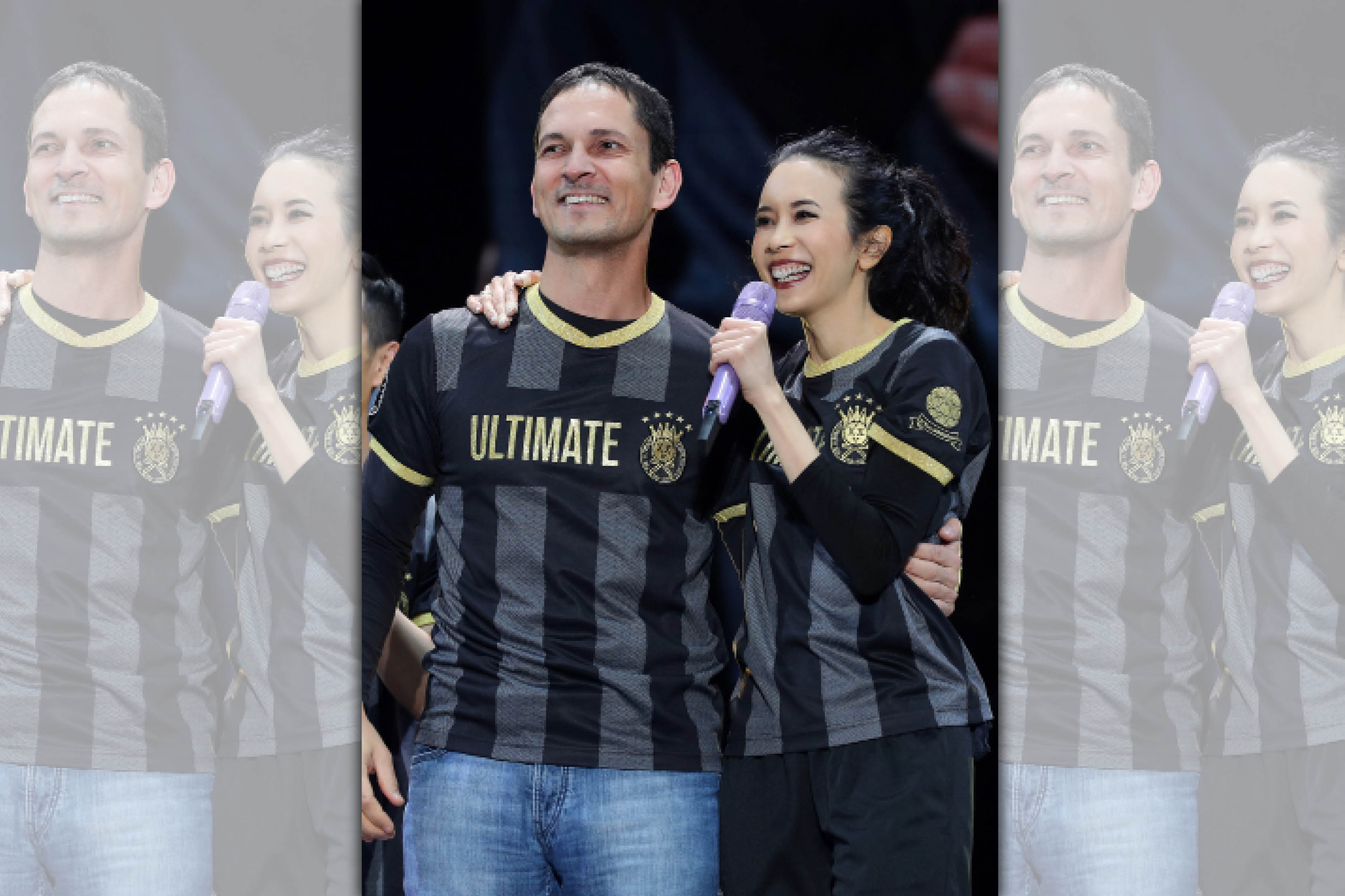 莫文蔚在蘇州演唱會為粉絲埋了一顆彩蛋，特邀她老公Johannes（右）同台送愛心。（莫家寶貝工作室提供）