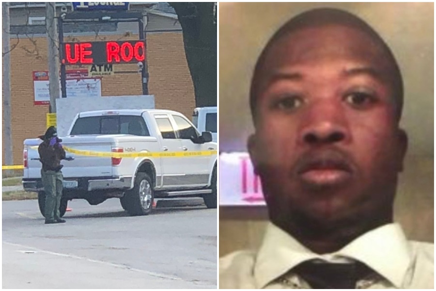 死者Jemel Roberson是保安全員，警方在案發現場採集證據。（右圖翻攝Simar推特，左圖翻攝Vi Nguyen推特）