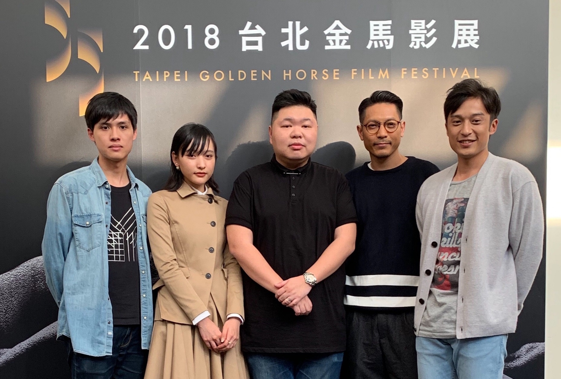 電影《G殺》演員近日來台宣傳，左起演員林善、陳漢娜、導演李卓斌、演員陸駿光、李任燊。（極品電影工作室提供）
