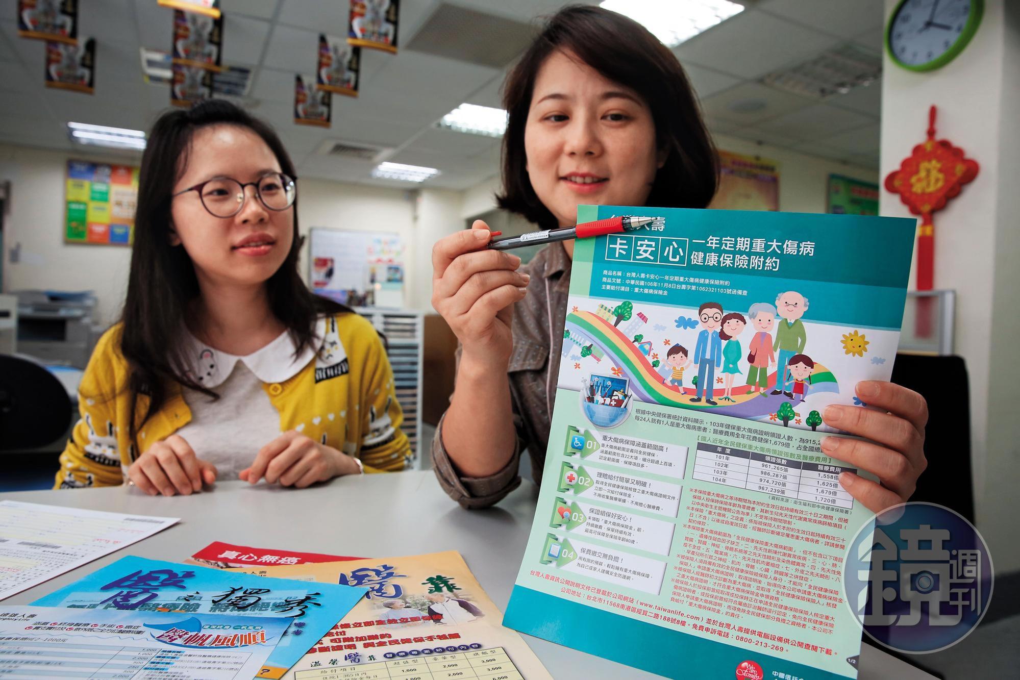 醫療險選擇眾多，有住院醫療、實支實付、防癌、重大疾病等，怎麼選則依民眾風險考量及預算。