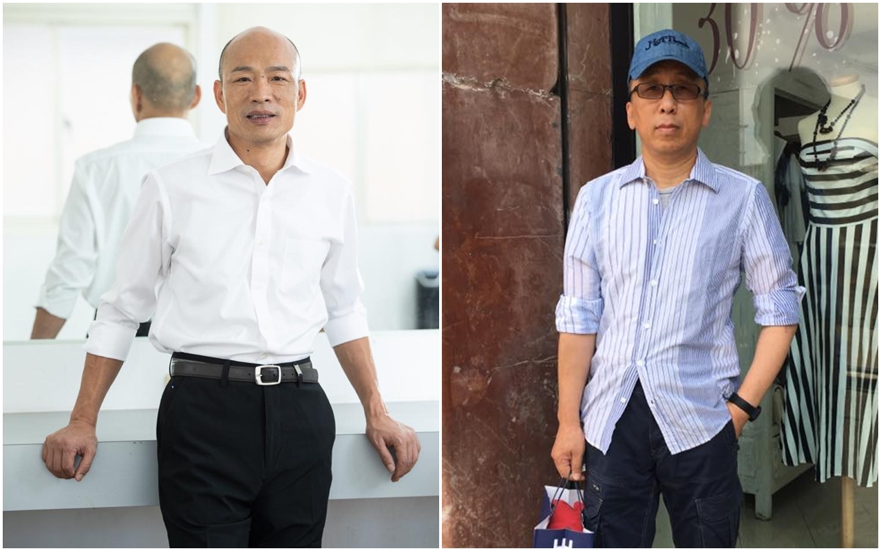 高雄市長爭奪戰格外激烈，作家苦苓（右）有感而發po文，似乎暗指的正是高雄市長候選人韓國瑜（左）。（翻攝自臉書）