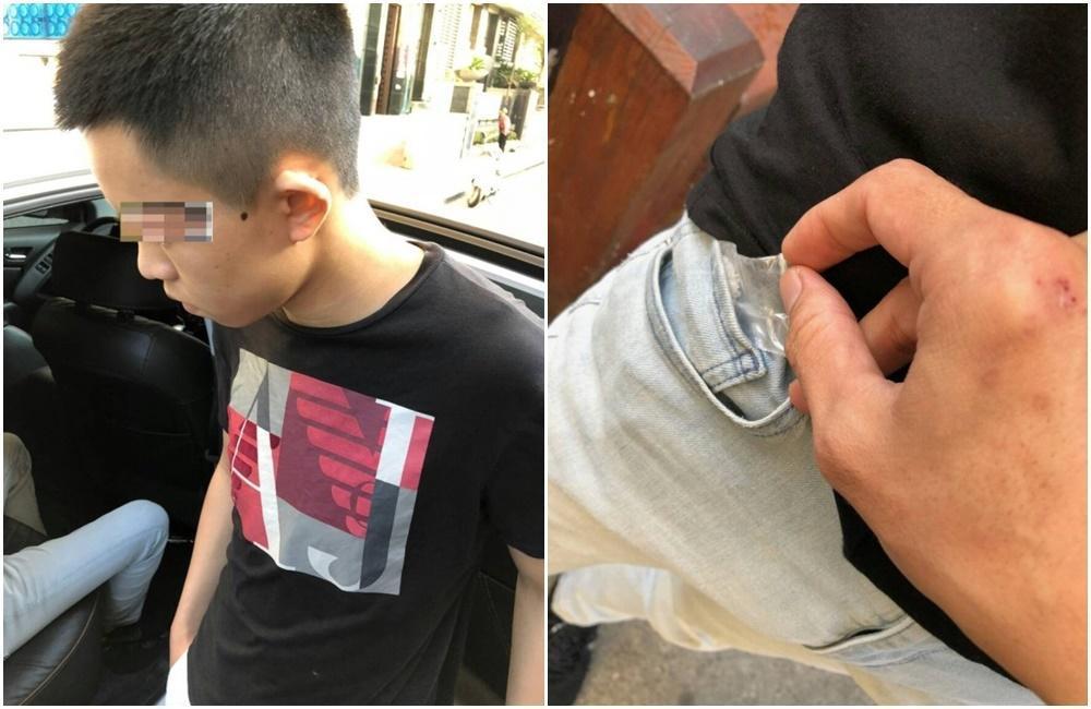 熊男先因形跡可疑被巡邏的特警盤查而落網，保大員警當場從熊男身上搜出毒品。（警方提供）