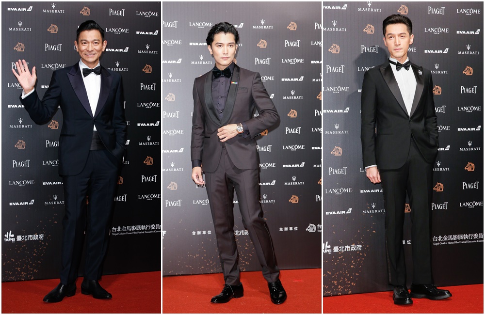 劉德華(左起)、邱澤和胡歌在紅毯上引起大量粉絲尖叫。