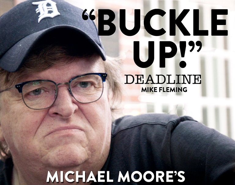 紀錄片導演麥可摩爾不僅曾在奧斯卡獎上放槍，每部片也辛辣幽默，《華氏11/9》則擺明了要修理川普。（車庫娛樂提供）