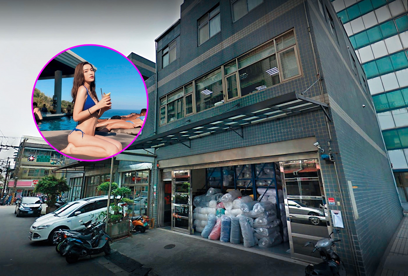 陳亮君被爆家世不錯，家業據說跟纖維有關，而且經營頗為成功，公司地扯登記在台北市八德路上。（翻攝自Google Map）