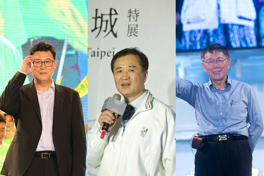 民進黨台北市副市長陳景峻（中）為日前為柯文哲（右）站台，遭姚文智（左）質疑違反黨紀，因而要求黨中央對陳景峻做出處分。（圖取自陳景峻臉書）