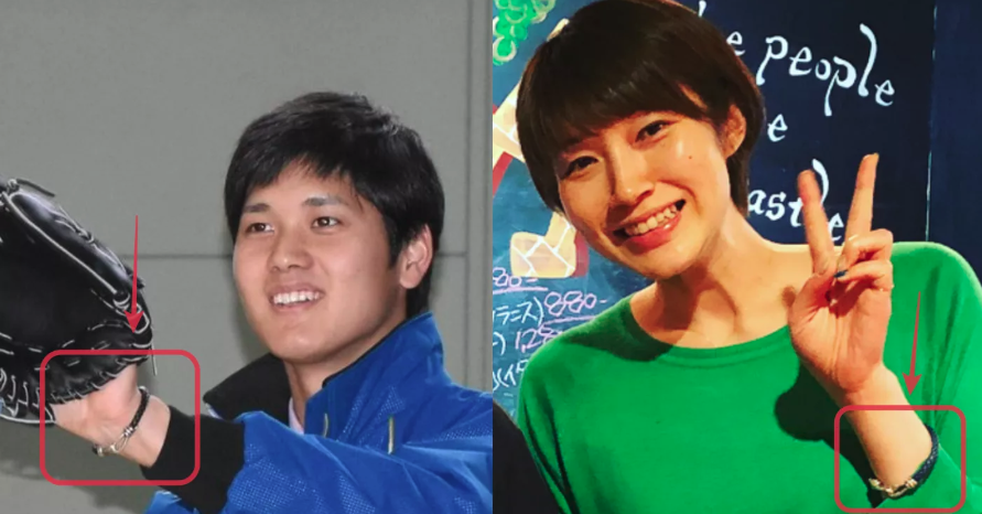 有眼尖的網友發現，大谷翔平與狩野舞子手上曾帶著相同手環，疑似讓「姊弟戀」曝了光。（翻攝自hotword-coolword.com）