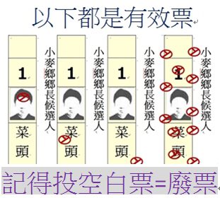廢票聯盟自製傳單,教導民眾投廢票。(翻攝麥寮鄉鄉長廢票聯盟臉書)