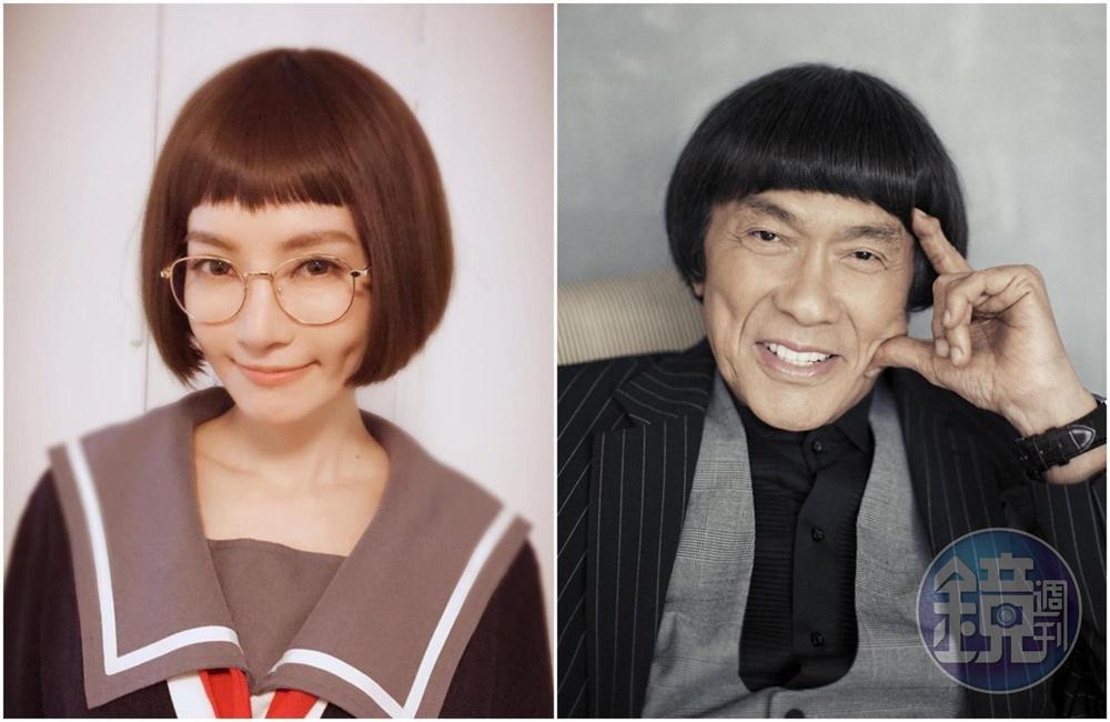 謝金燕馬桶蓋短髮造型,讓人聯想到豬哥亮。(左圖取自謝金燕IG)