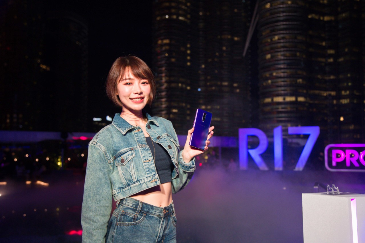 林明禎為馬來西亞OPPO手機擔任活動大使，出席在吉隆坡舉辦的全球新機發表會。（種子音樂提供）