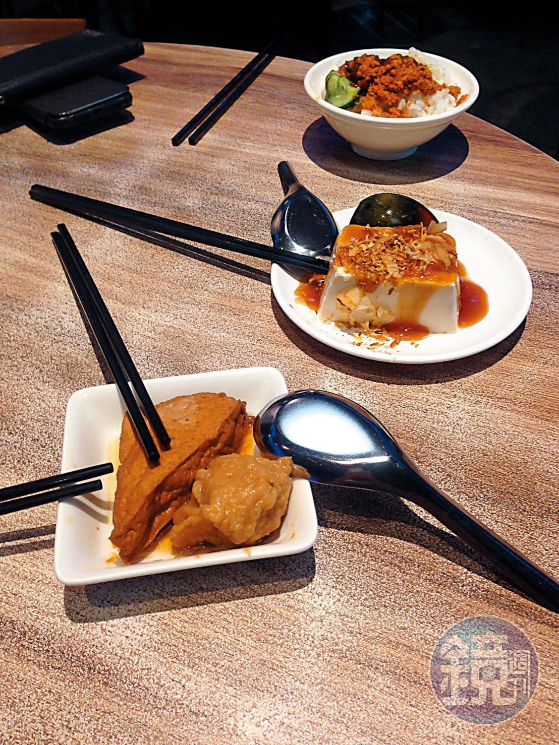 黃偉哲用餐極講究衛生,每個盤子各有獨立公筷或公用湯匙,避免傳染。(簡竹書攝)