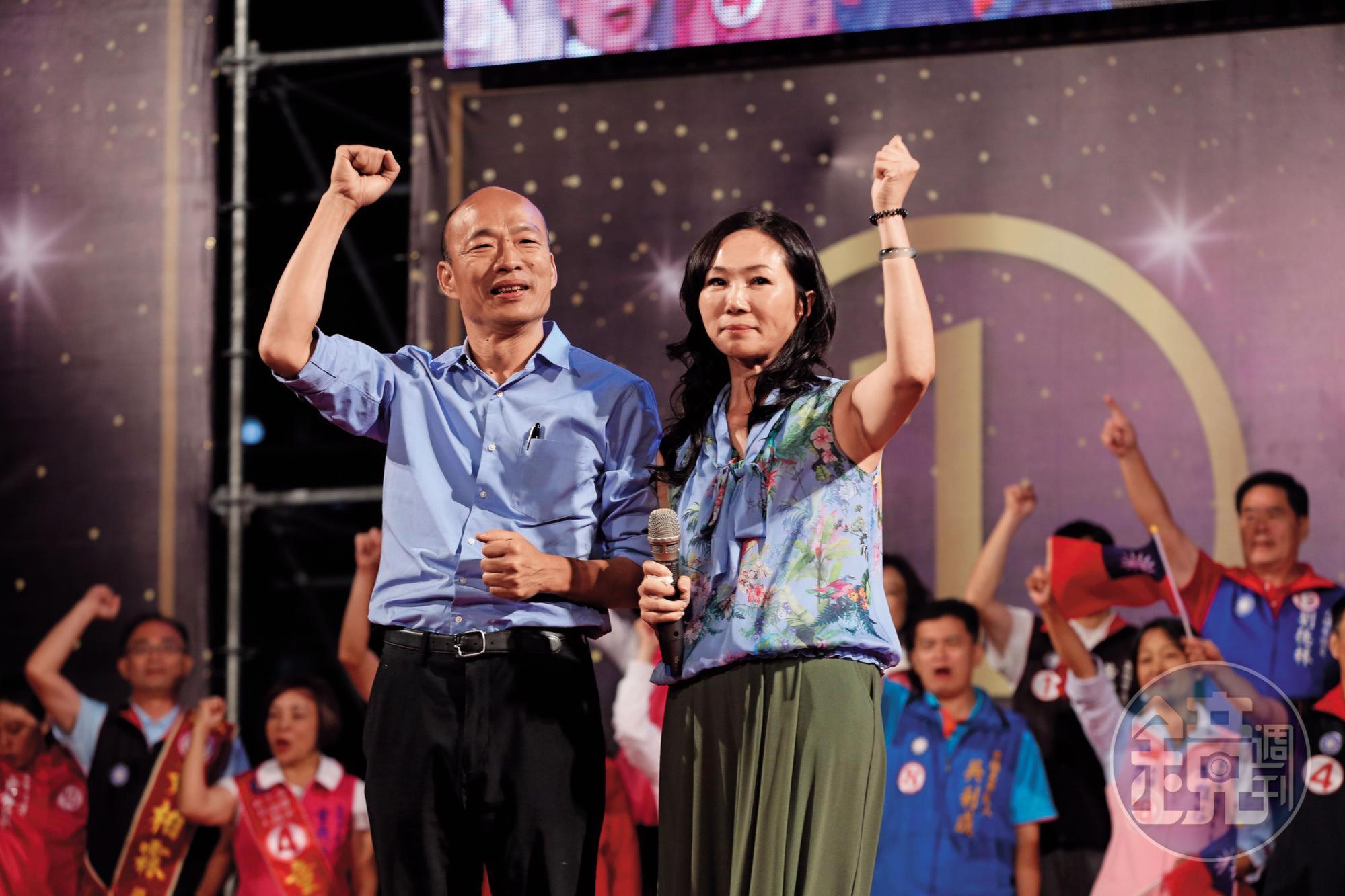 韓國瑜打贏高雄選戰,儼然已成藍營新共主,妻子李佳芬在選前之夜替韓站台。