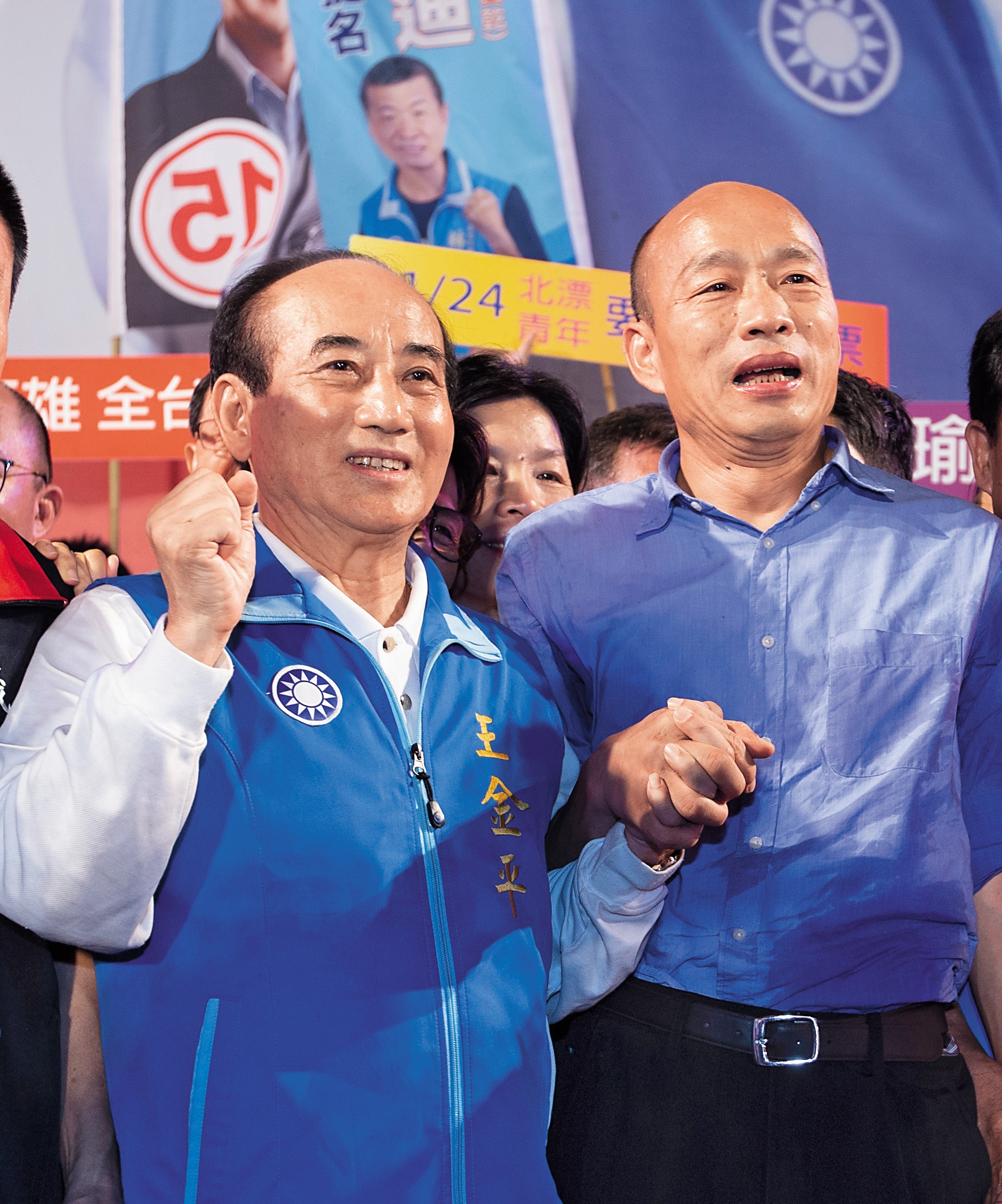 前立法院長王金平（左）此次在中台灣、高雄著力很深，並適時補足韓國瑜（右）欠缺的陸軍。