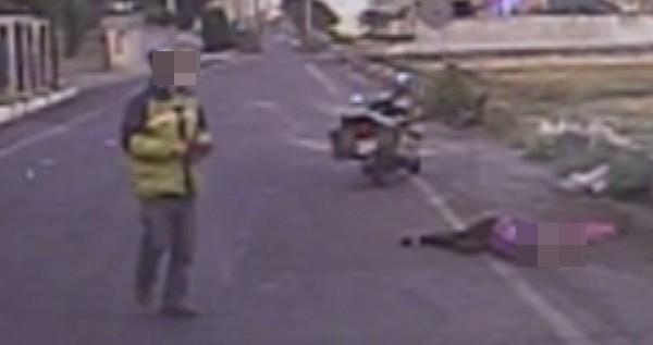 彰化秀水彰馬街發生機車肇逃意外,晨間運動準備返家阿嬤被撞,路人發現連忙報警。(警方提供)