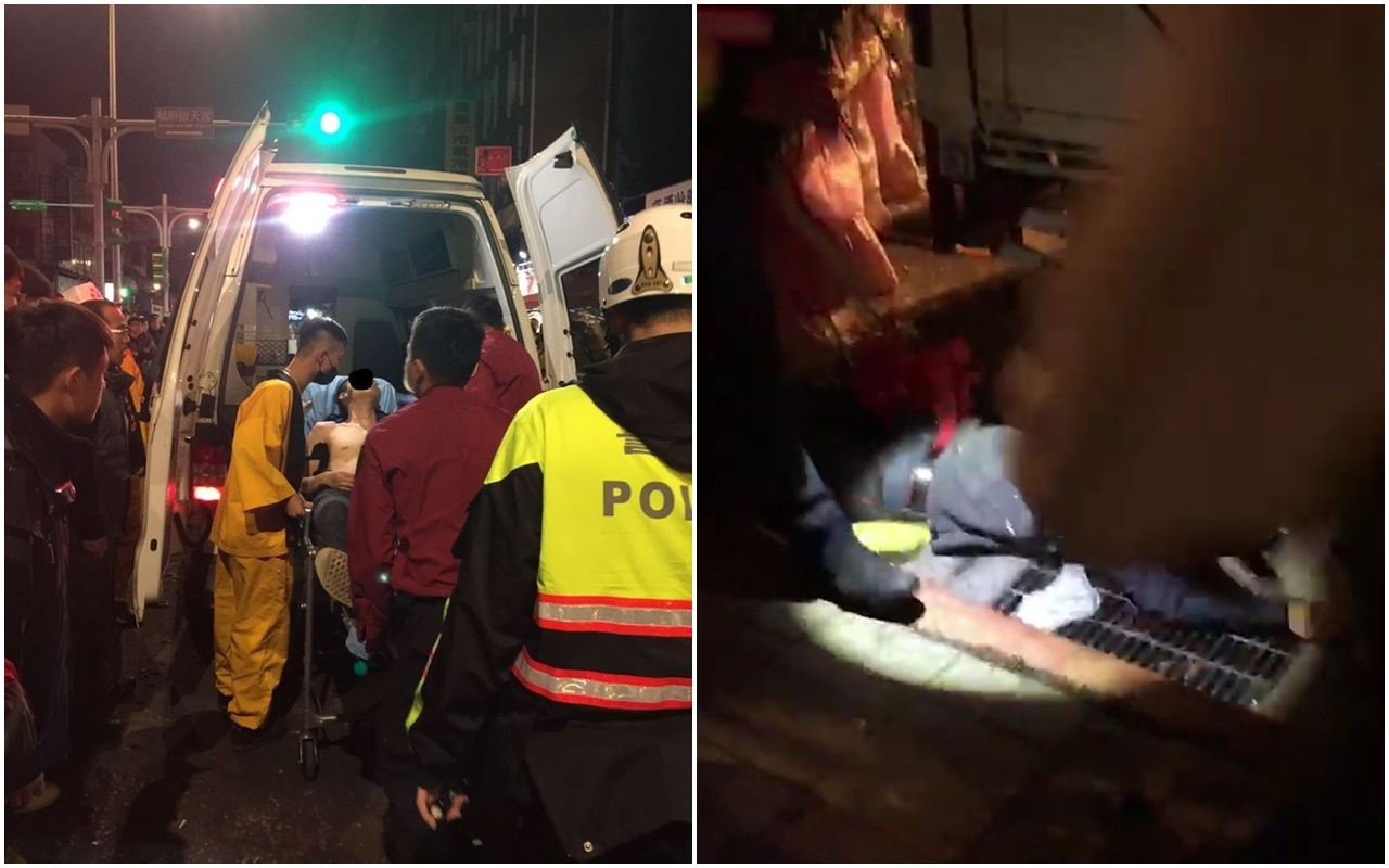 魏姓男子（右）遭人開槍，大腿血流不止，另2人則分受程度不同的刀傷、撕裂傷，3人均緊急送醫。（翻攝畫面）