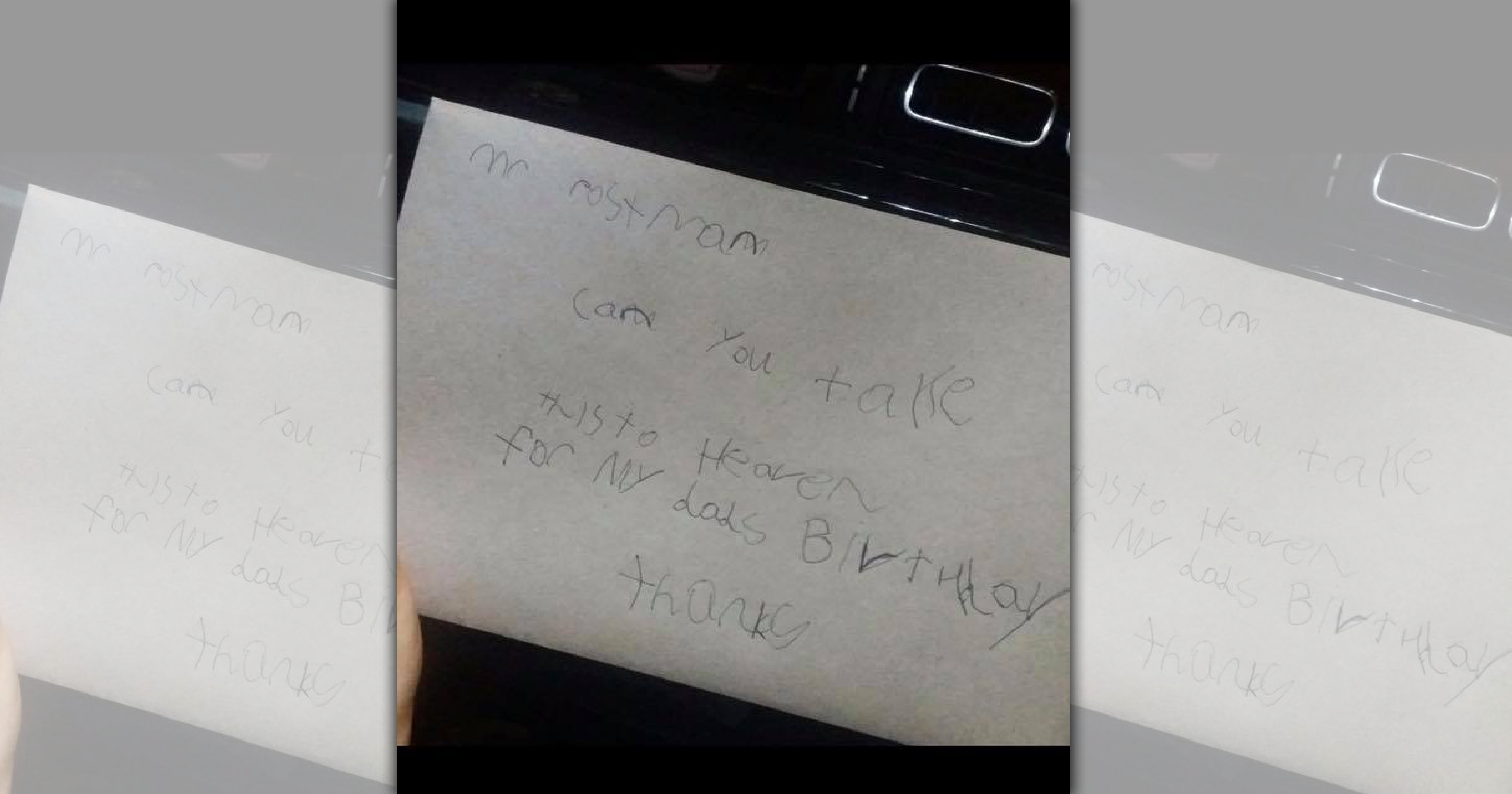 英國一名七歲男童寄信給住在天堂的父親，沒想到一個月後收到回信。（翻攝Teri Copland臉書）