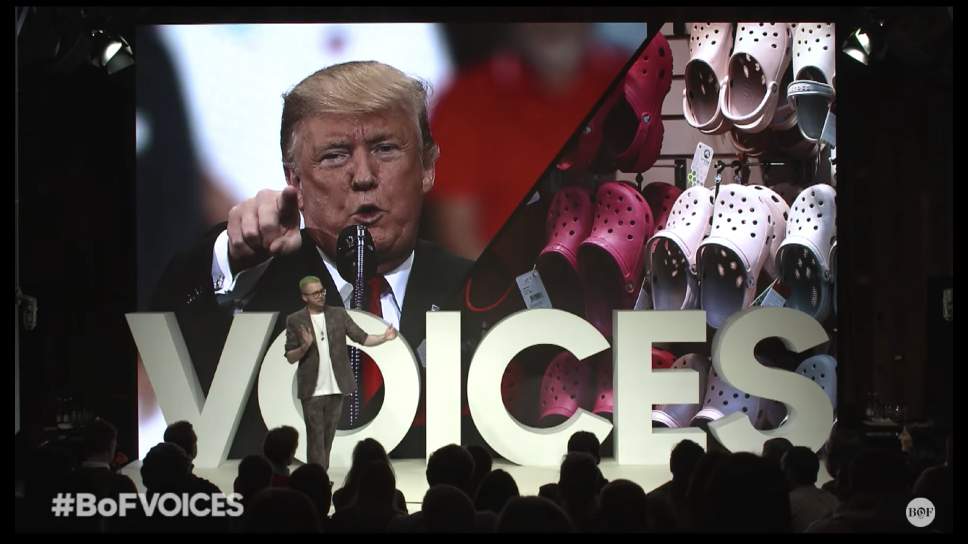 2018年11月9日，前「劍橋分析」數據分析師威利，在BoF Voices年度論壇解說時尚數據如何影響了2016年美國大選。（網路截圖，YouTube/Business of Fashion）