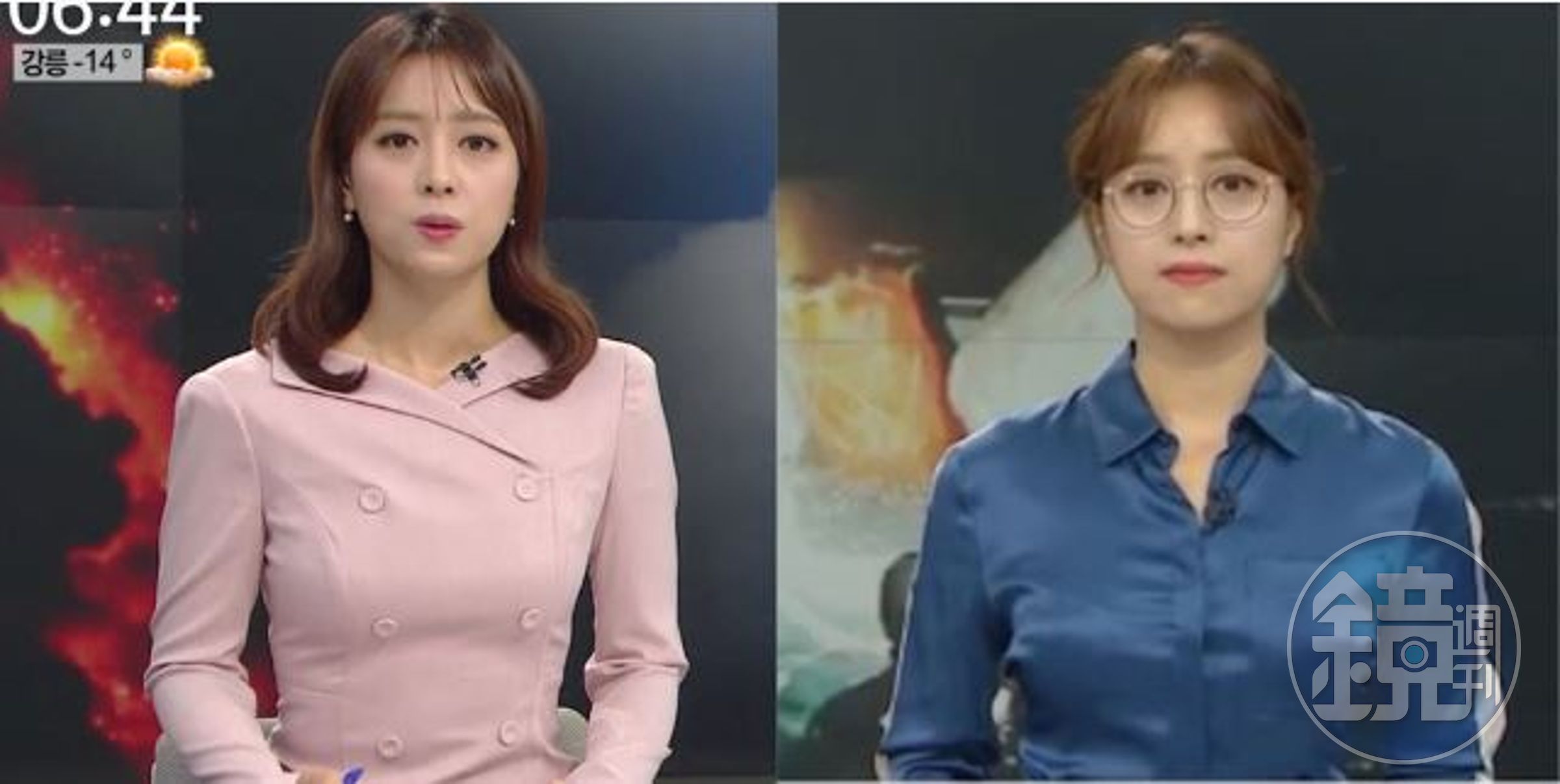 韓國女主播尹玄珠（音譯）戴眼鏡播新聞，因為公然挑戰韓國僵固的審美觀，引起很大爭議。（翻攝Business Insider）