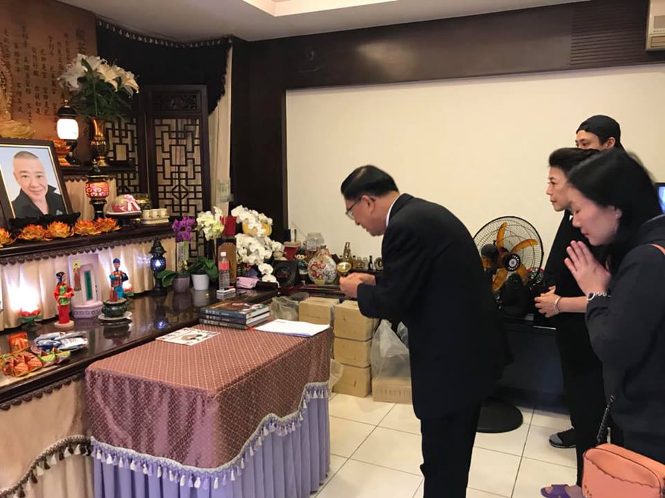 安迪本月2日因食道癌病逝，陳水扁特地北上致祭。（翻攝自陳水扁新勇哥物語粉專）