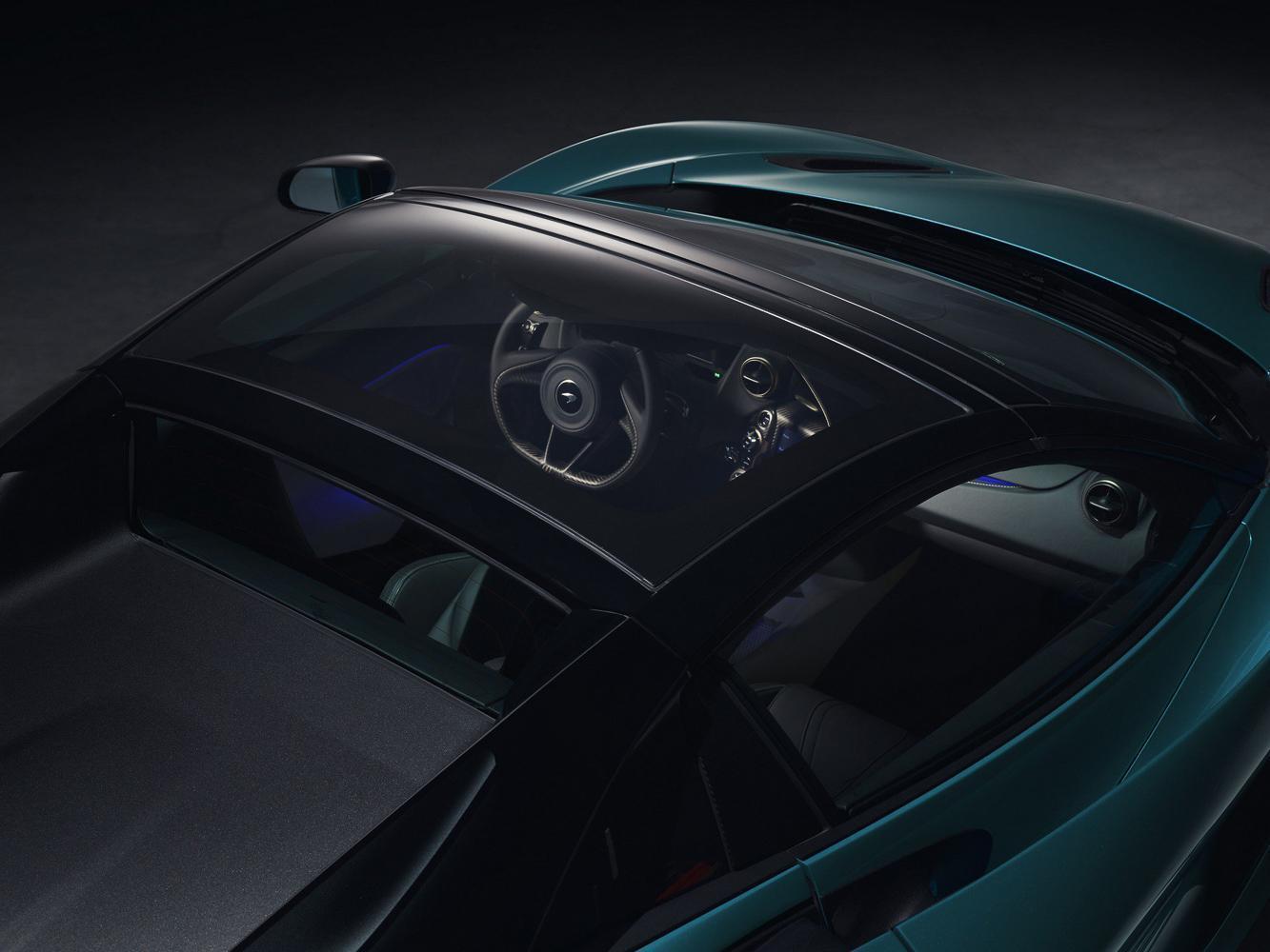 McLaren 720S Spider的車頂可選配「變色玻璃」，透過一個按鈕選擇其透明或有色。