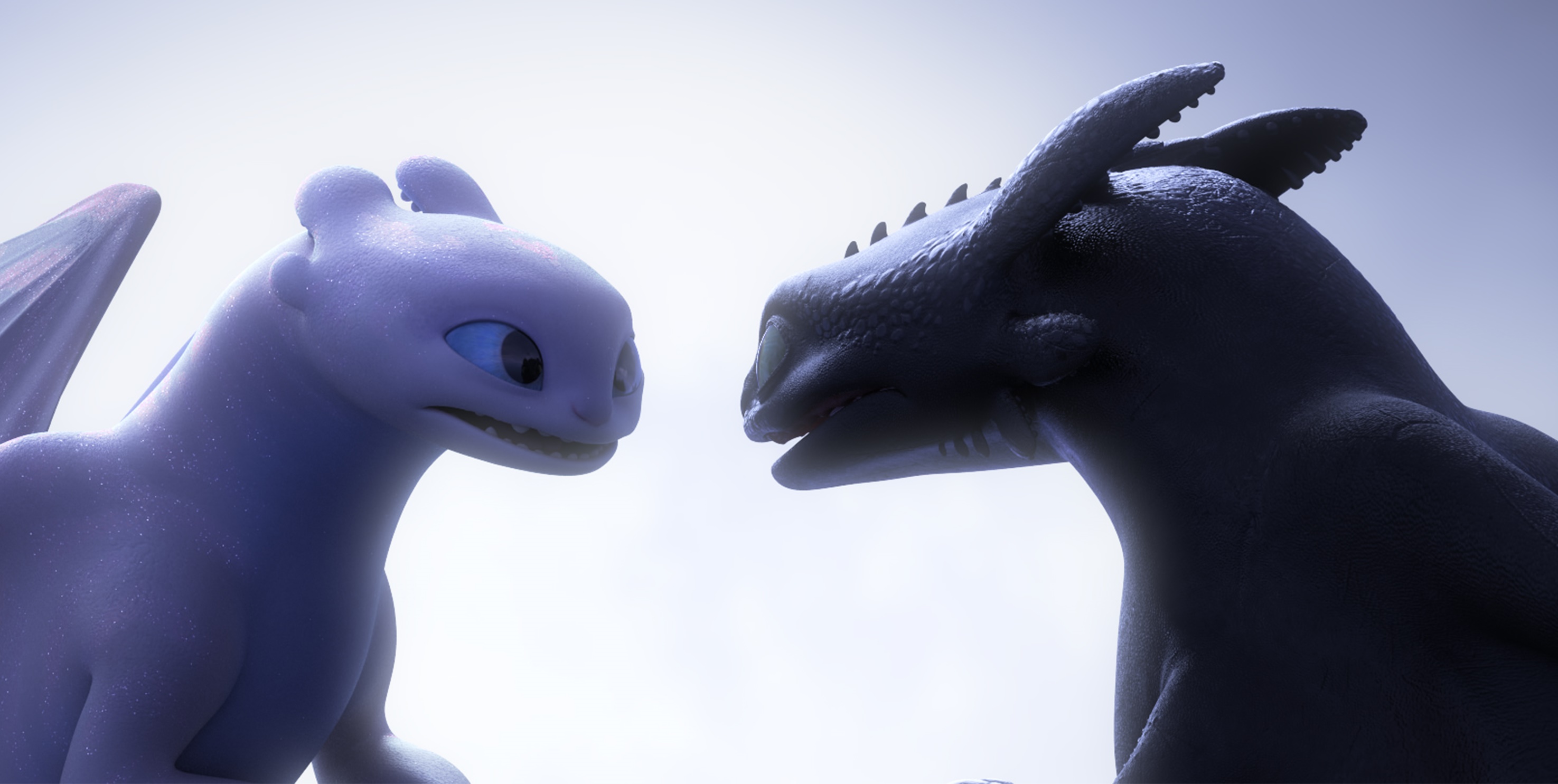 夜煞「沒牙」（右）這次在《馴龍高手3》，遇見一頭全白的「光煞」，展開系列冒險完結篇。（UIP提供）