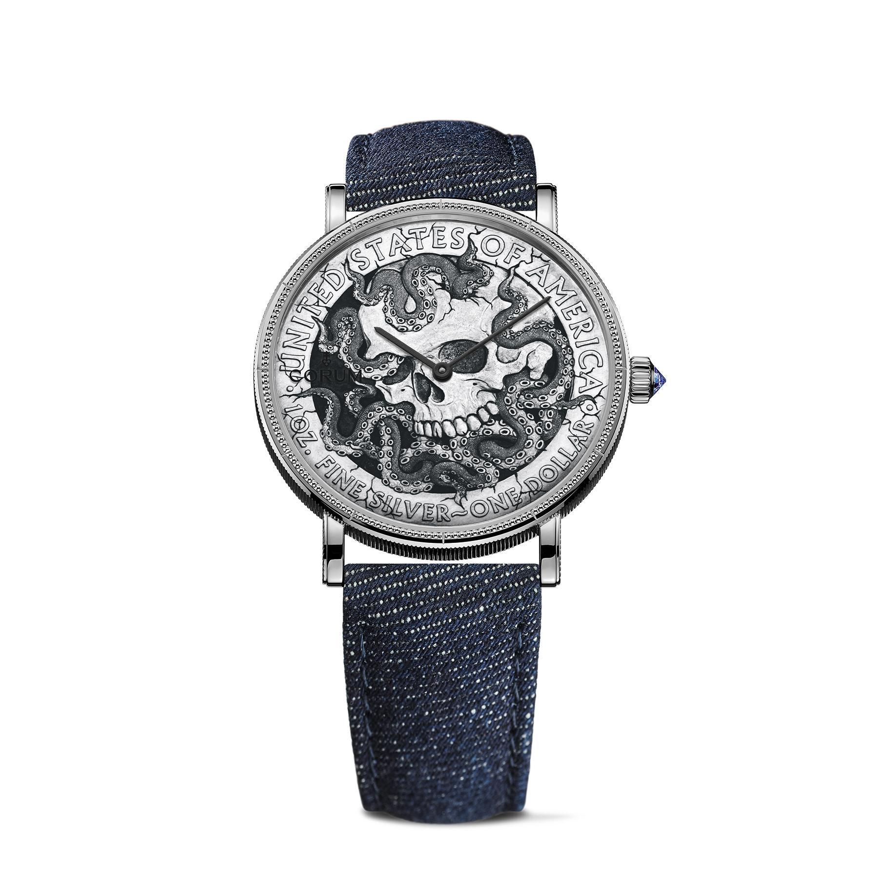 CORUM Heritage Hobo Coin流浪幣腕錶,每款圖案皆不同,各限量1只,定價NT$740,000。