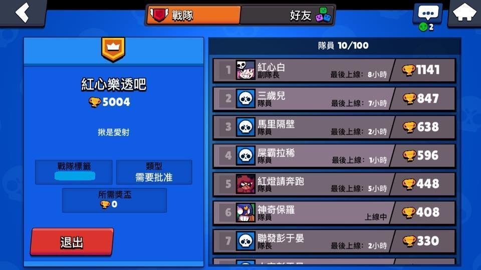 戰隊介面可查看隊員排名(圖片來源:遊戲實機擷圖)