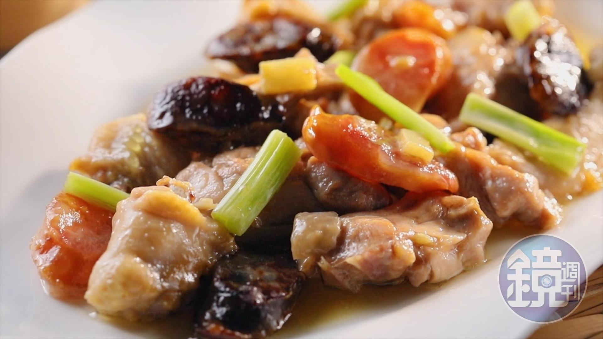 「威士忌臘腸蒸雞」的雞肉滑嫩入味、有酒香,還多了臘腸的鹹味,十分下飯。