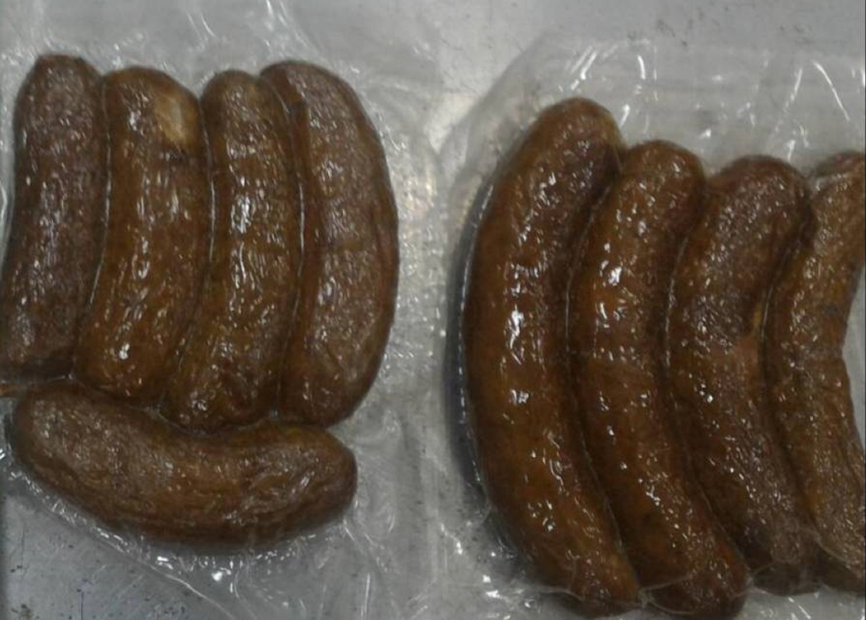 來自澳門的豬肉香腸檢出非洲豬瘟病毒基因，目前經採樣後已沒入銷毀（防檢局提供）