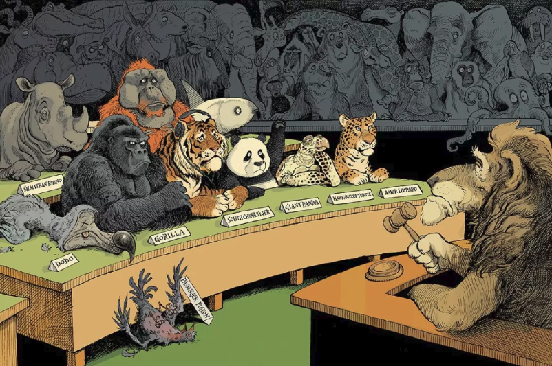 為生物多樣性而戰插圖。（來源：David Parkins）