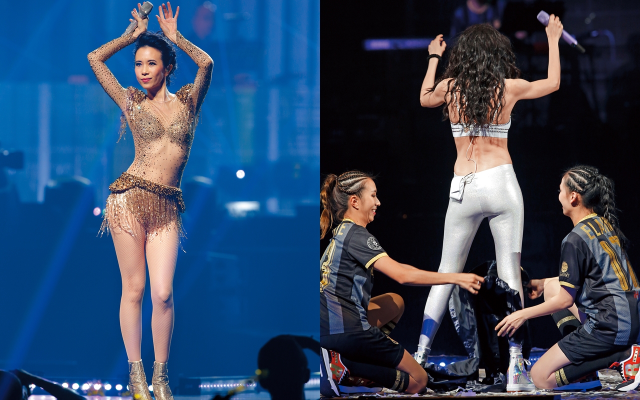 莫文蔚開唱忙著猛脫，已經進逼全裸尺度，可見近中年的她為保持身材下了苦心。