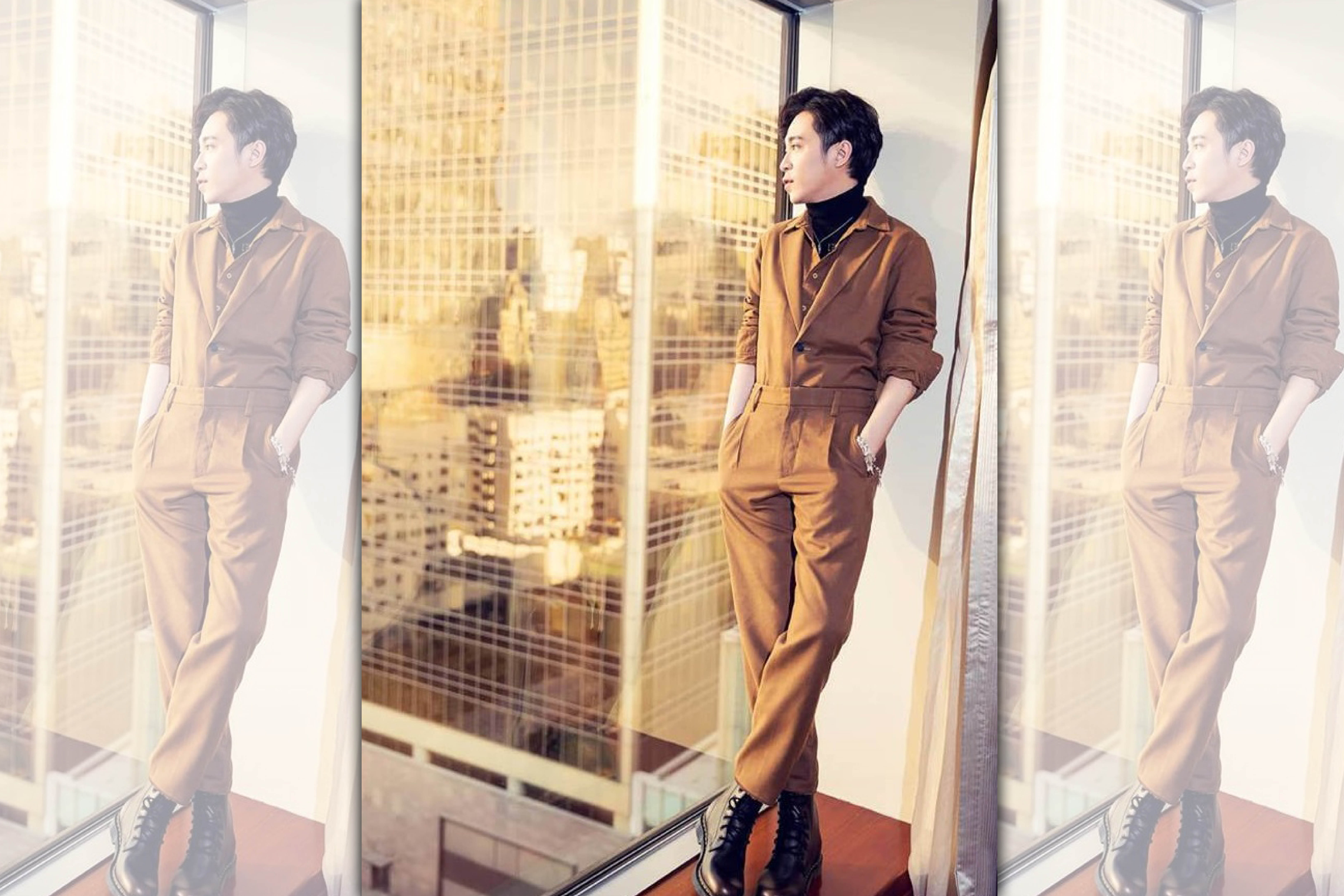 青峰昨（27日）在臉書曬出一張個人照，讚揚攝影師把身高170公分的他，拍成身高像是185公分。（翻攝自吳吳青峰臉書）