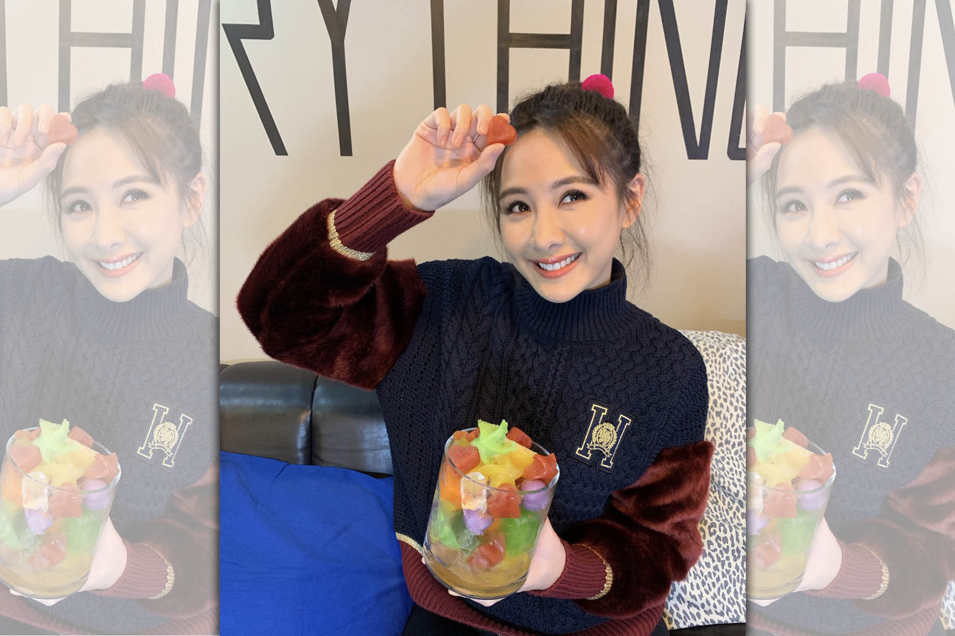 安心亞在寒冷的冬天，靠著咬冰塊放鬆紓壓。（環球提供）