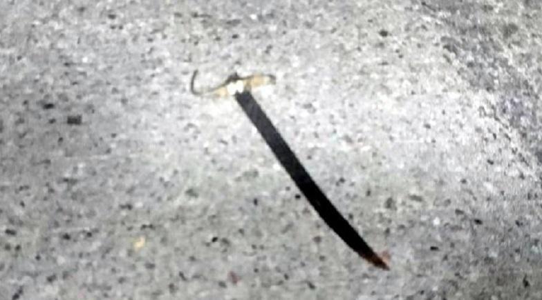 警方查扣行凶的武士刀。（警方提供）