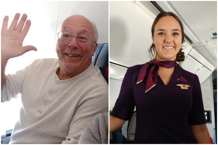 空姐女兒不能回家過耶誕,最暖老爸陪飛,三天飛六趟。(翻攝自PIERCE T. VAUGHAN臉書)