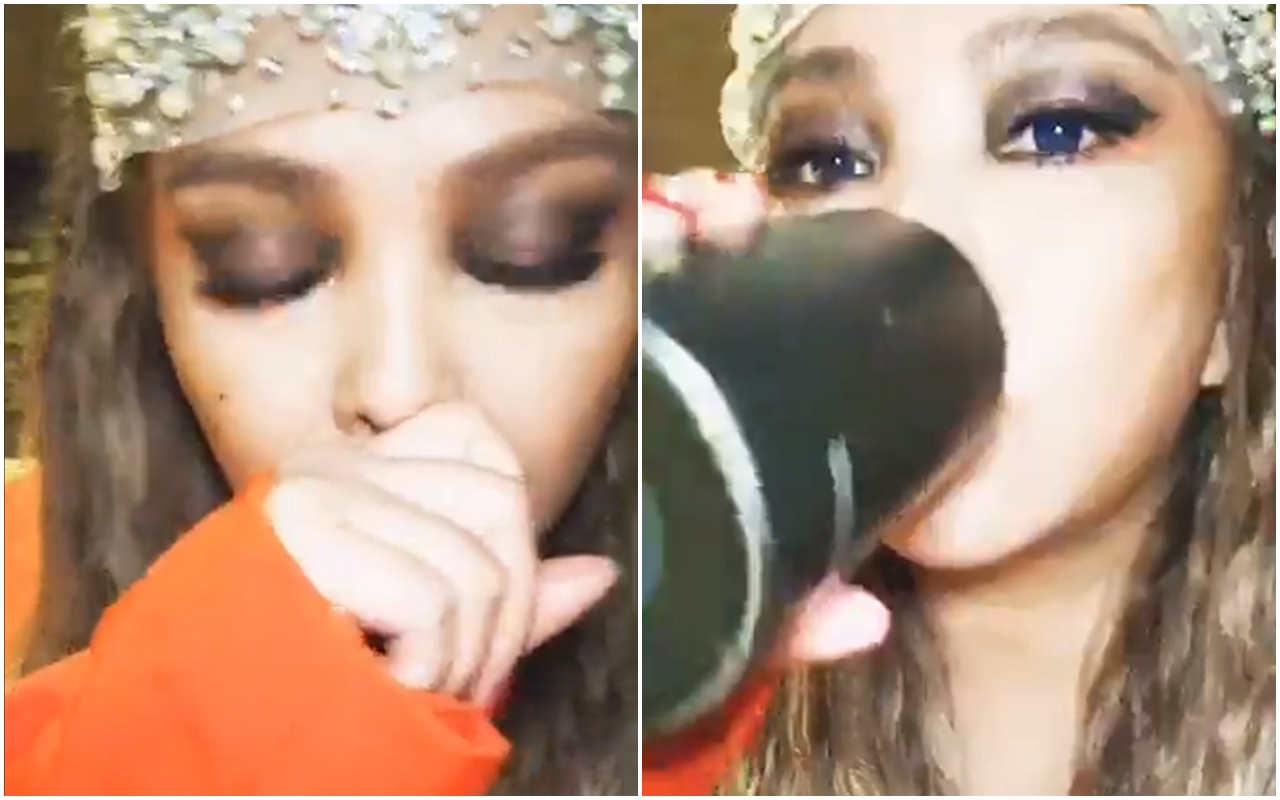 表演結束直播與粉絲互動中，張惠妹頻頻咳嗽直呼，「我今天真的有冷到。」（翻攝自張惠妹臉書）