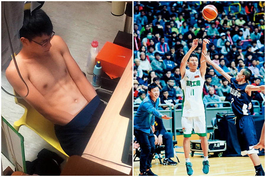 政大校隊球員洪楷傑在球場上表現亮眼，吸引一票粉絲愛慕。（右圖翻攝自洪楷傑IG、左圖爆料人提供）