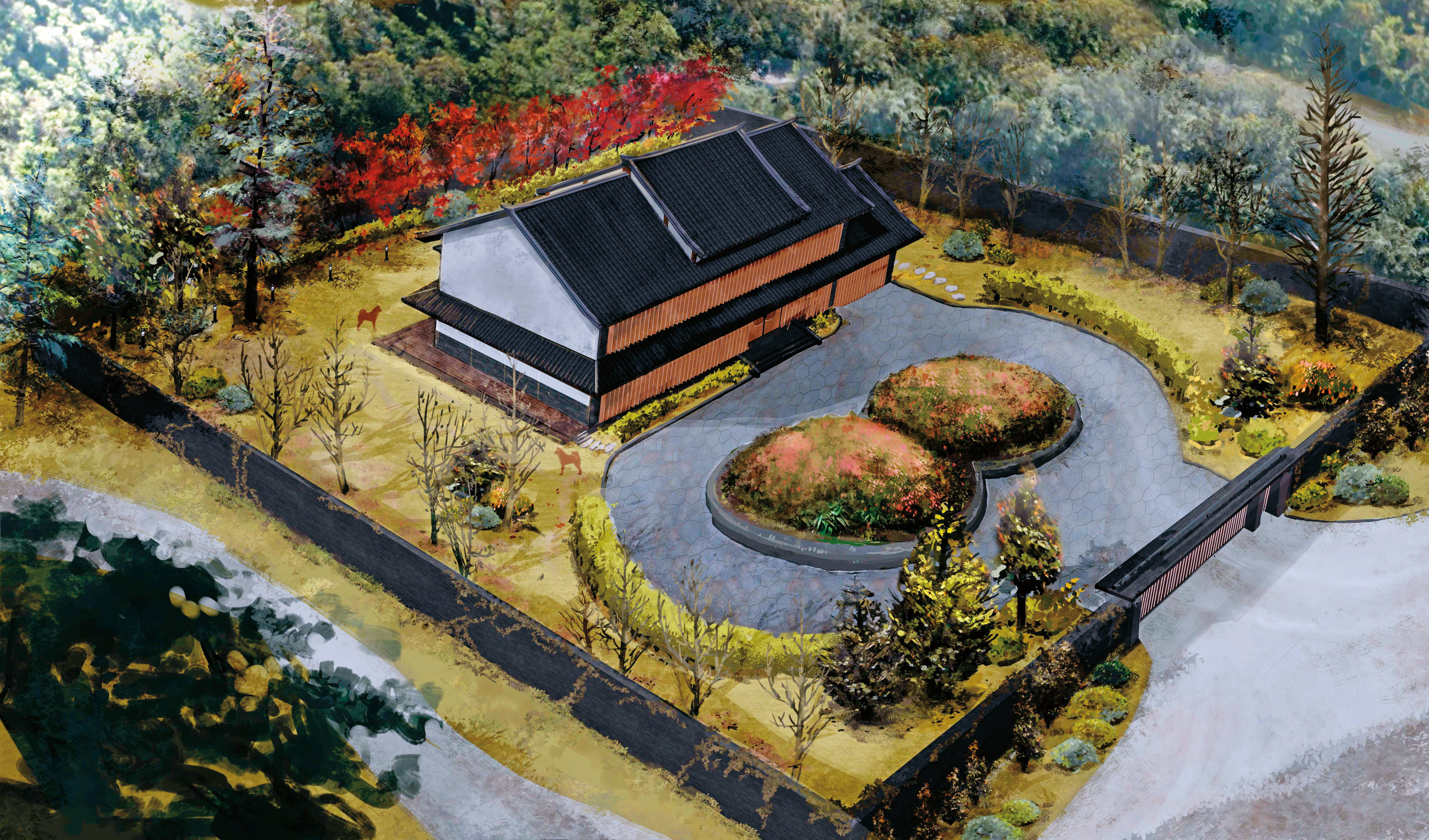 《狗狗傷心誌》第二段《Tiger》場景手繪圖稿，提供製作動畫前期確認美術風格與整體設定之用。（A-hha Studio提供）