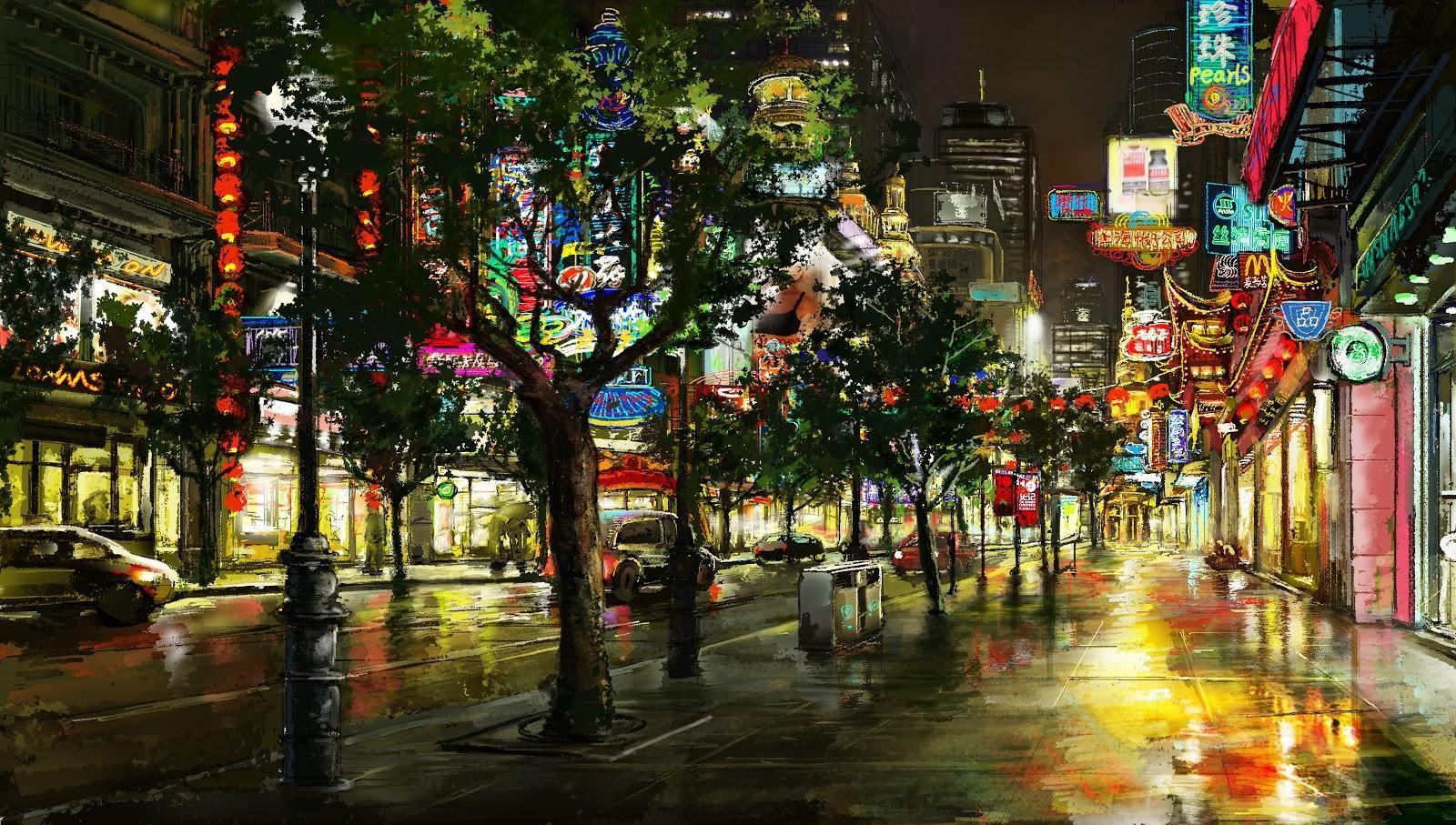 《狗狗傷心誌》裡的下雨街景圖稿。(A-hha Studio提供)