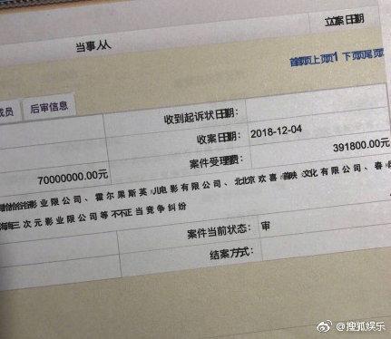 《後來的我們》在大陸被控告不正當競爭，索賠金額為7000萬人民幣。（翻攝自搜狐娛樂）