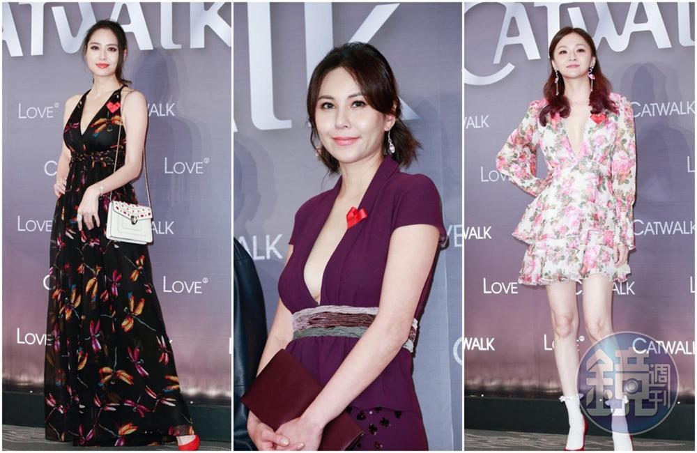 白歆惠(左起)、洪曉蕾、花花今天都性感登場。