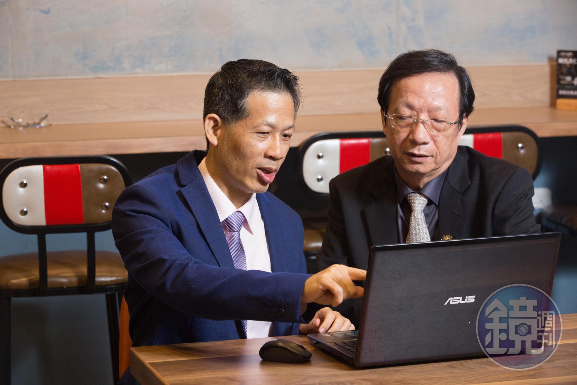 郭勝（左）相當感謝當初拉他一把的股市恩師林上仁（右）。