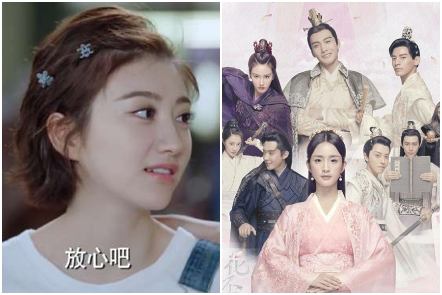 《小女花不棄》是林依晨再次出演的古裝電視劇（右圖），而景甜（左圖）的《火王》穩居同時段收視冠軍。（翻攝新浪娛樂）