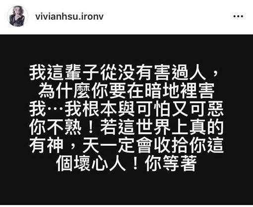 徐若瑄爆氣貼文,引起粉絲關心。(翻攝自徐若瑄IG)